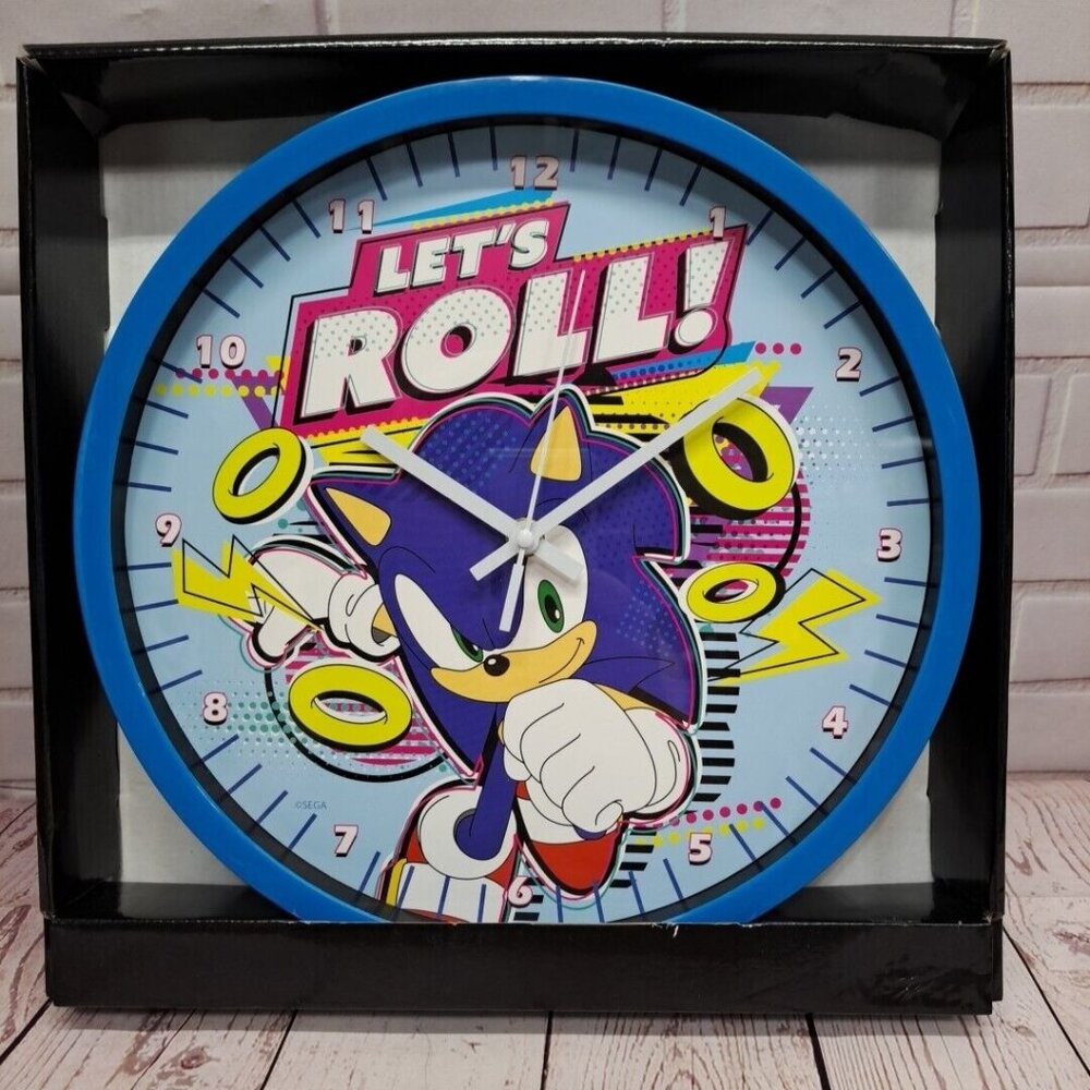 Sega Sonic The Hedgehog 12" Wall Clock Lets Roll New‎ In Box
